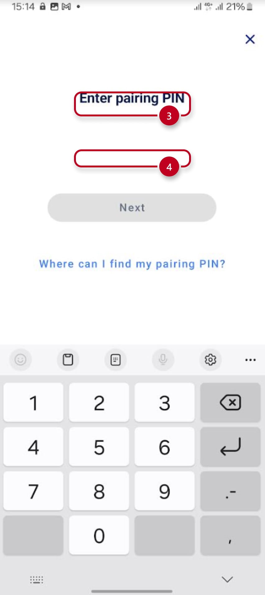 Pairing procedure on the My2N app 2