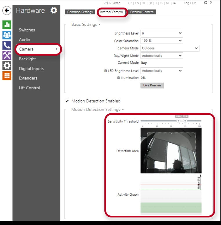 Enabling motion detection