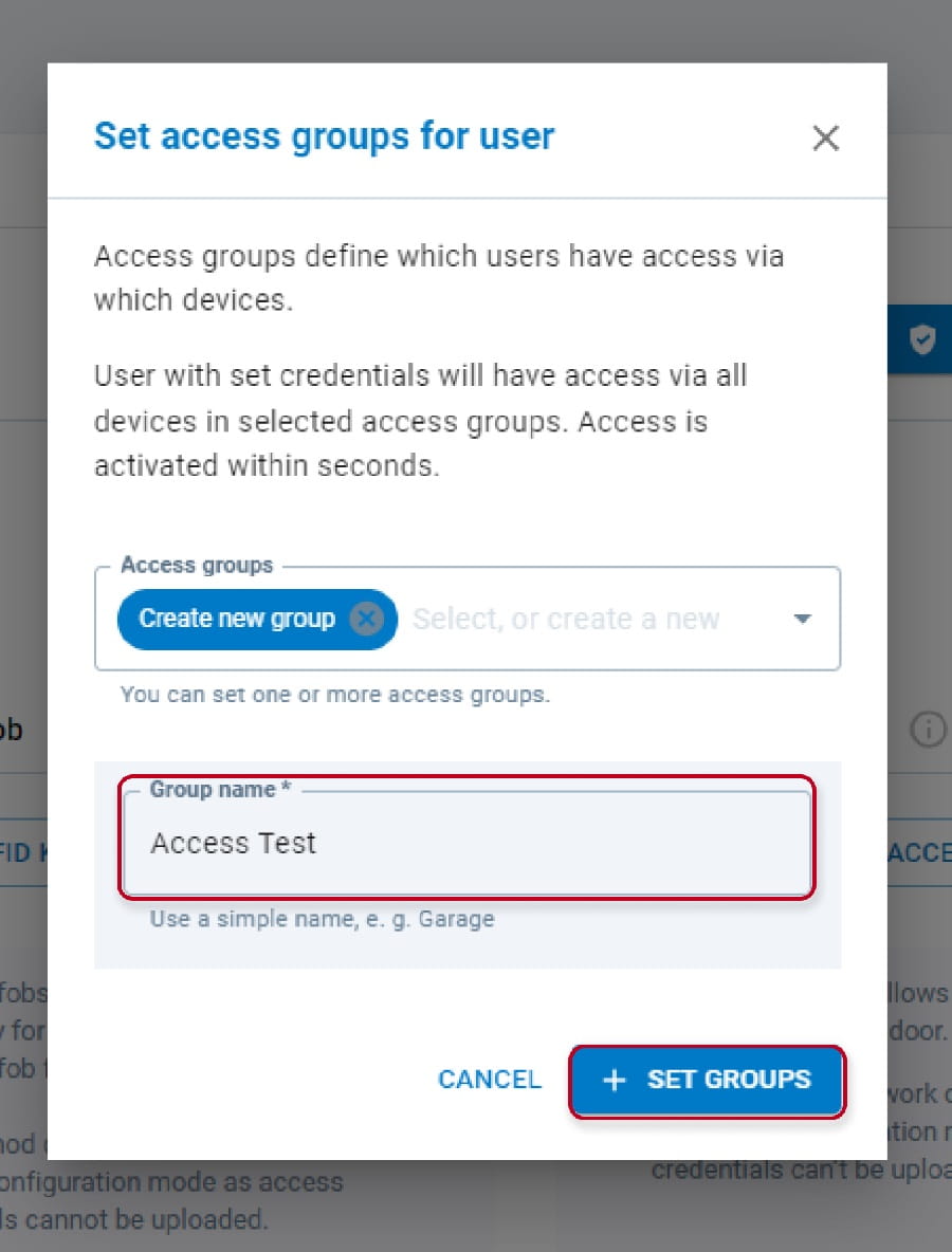 Creating access group 2