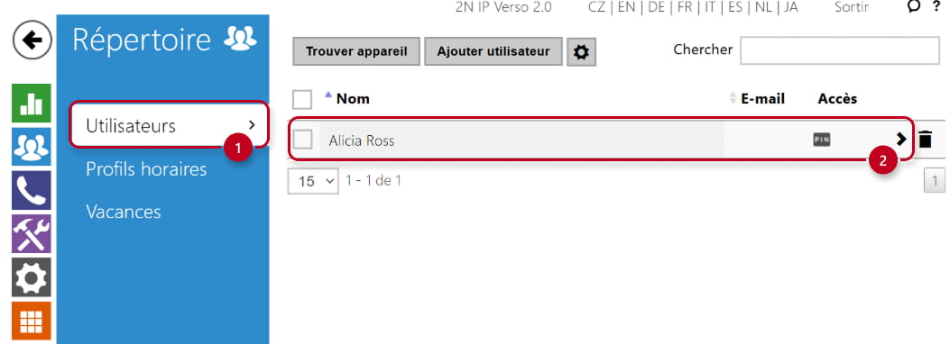 2N IP Verso 2.0 - Répertoire - Utilisateurs