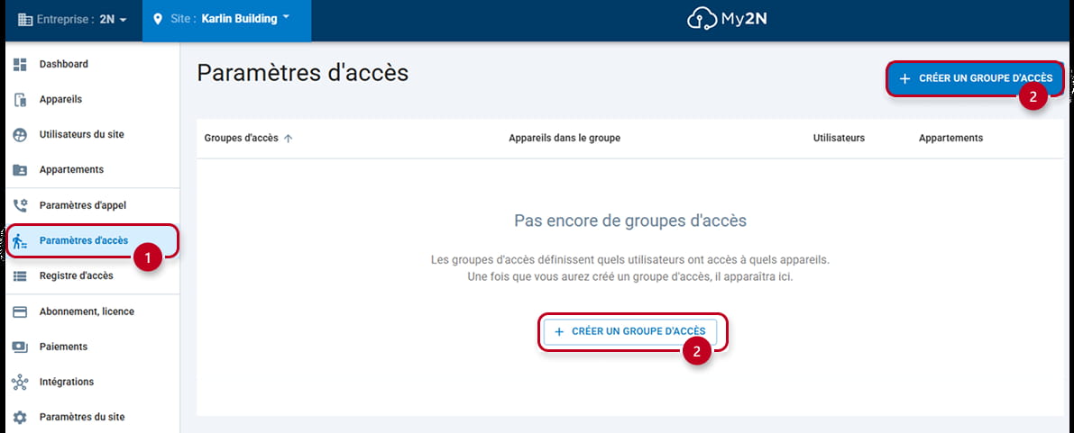 My2N - créer un groupe d’accès