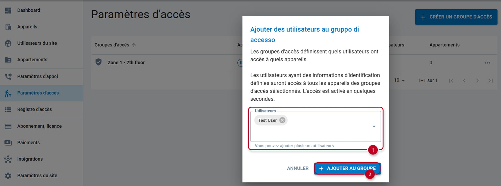 My2N - Ajout de l’utilisateur