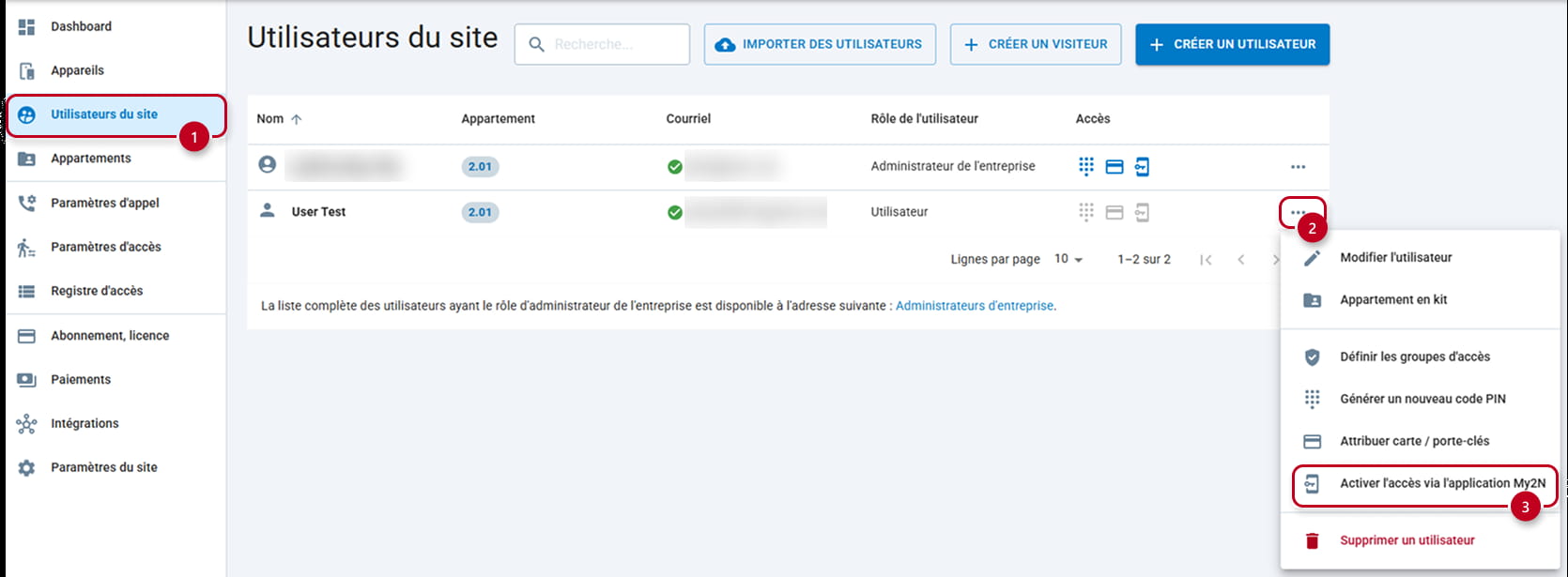 My2N - Activation de l’accès à l’application My2N pour l’utilisateur