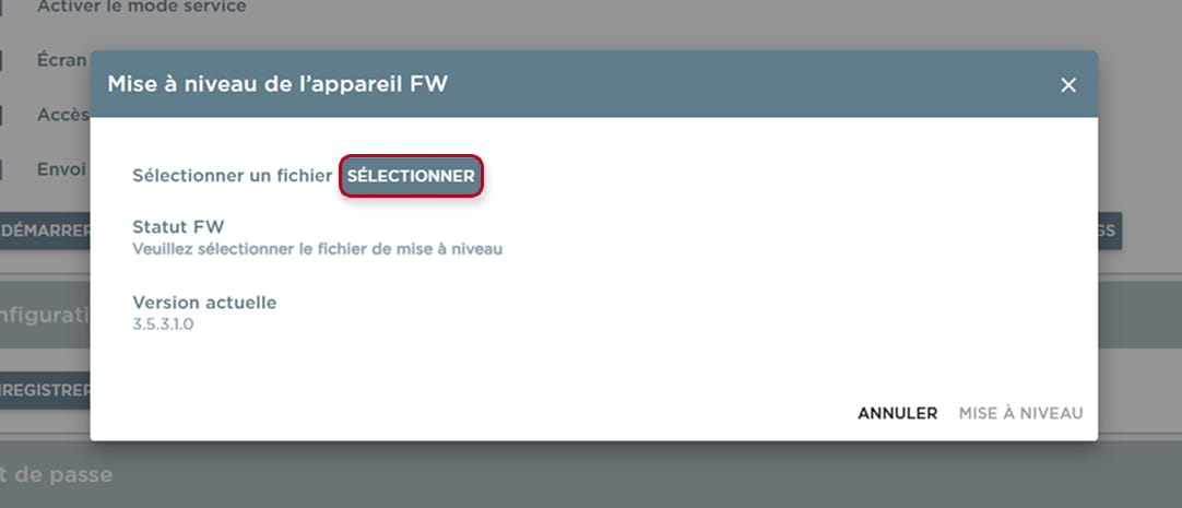 2N Indoor Touch - Selectionner le fichier pour la mise a niveau de firmware