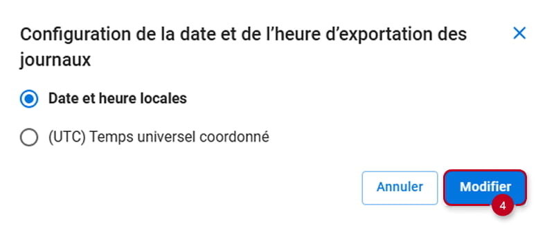 2N ACCESS COMMANDER - Date et heure d'exportation des journaux