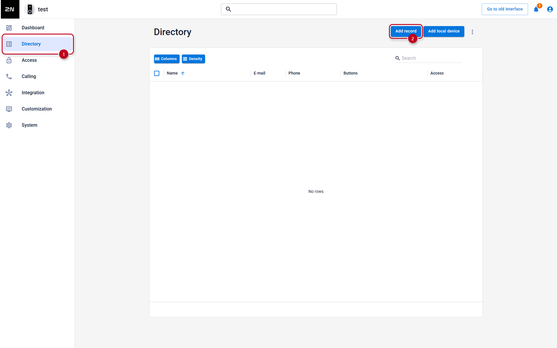 2N IP Intercom - Directory - Add record