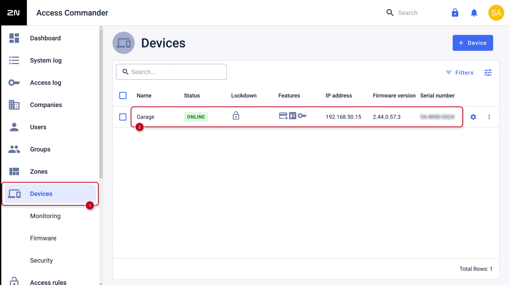 2N Access Commander - Devices - Open device details