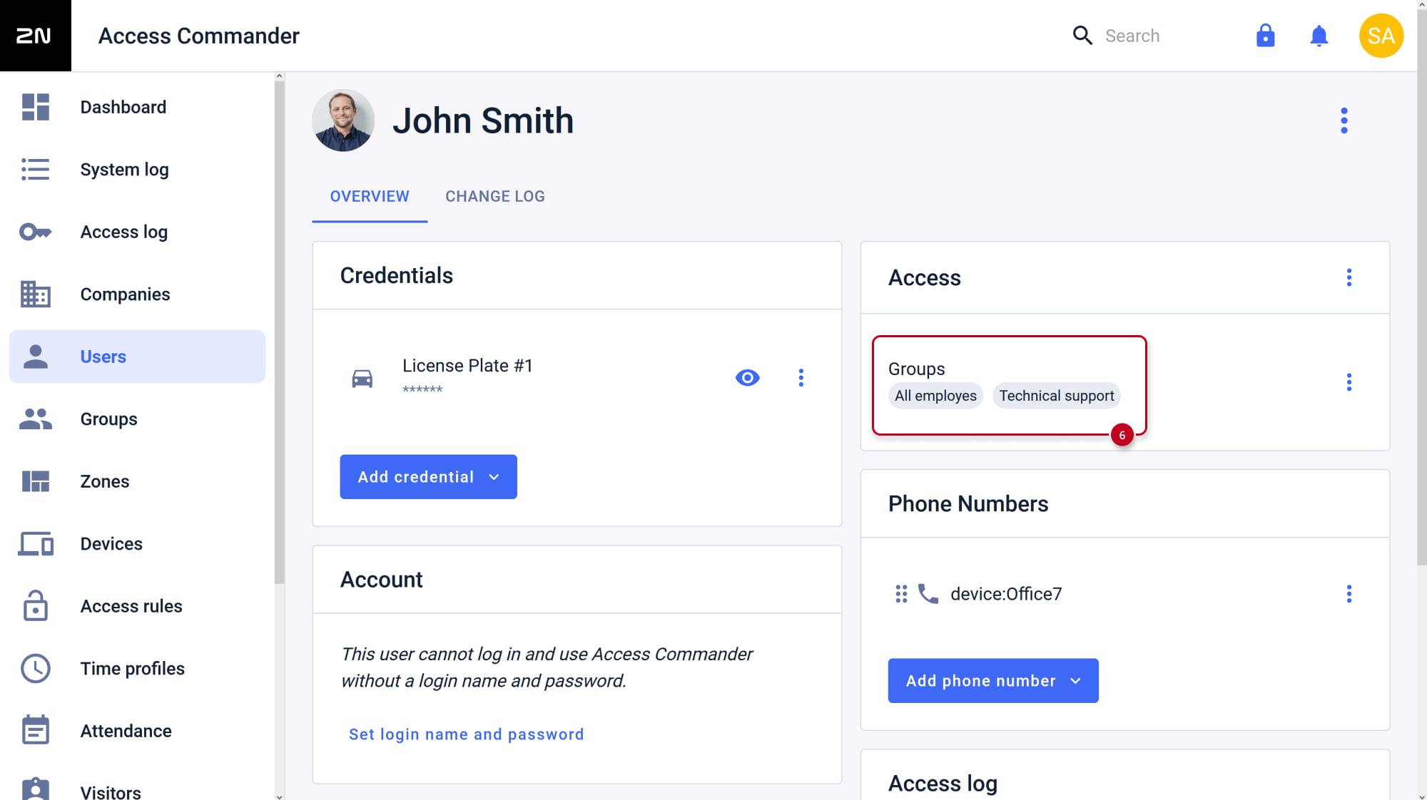 2N Access Commander - Users - Groups membershift