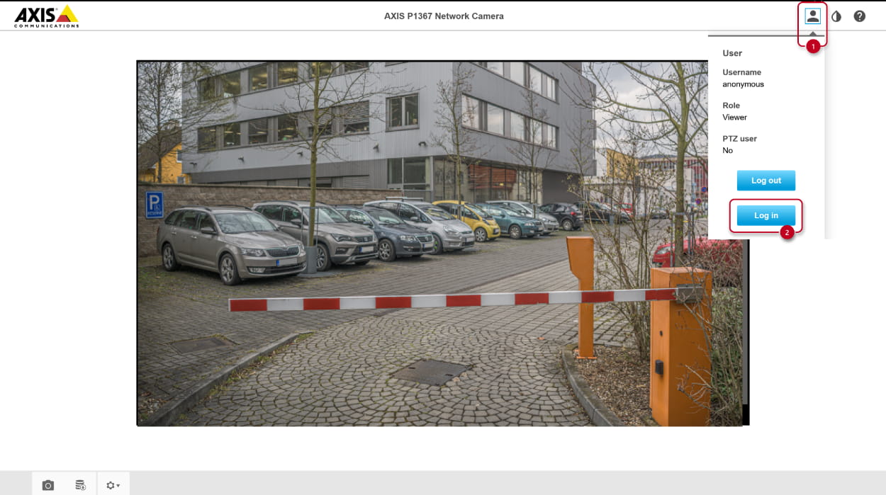 Axis network camera - login