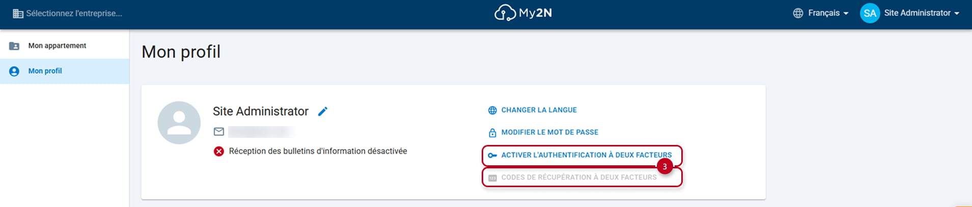 My2N - Activer la MFA