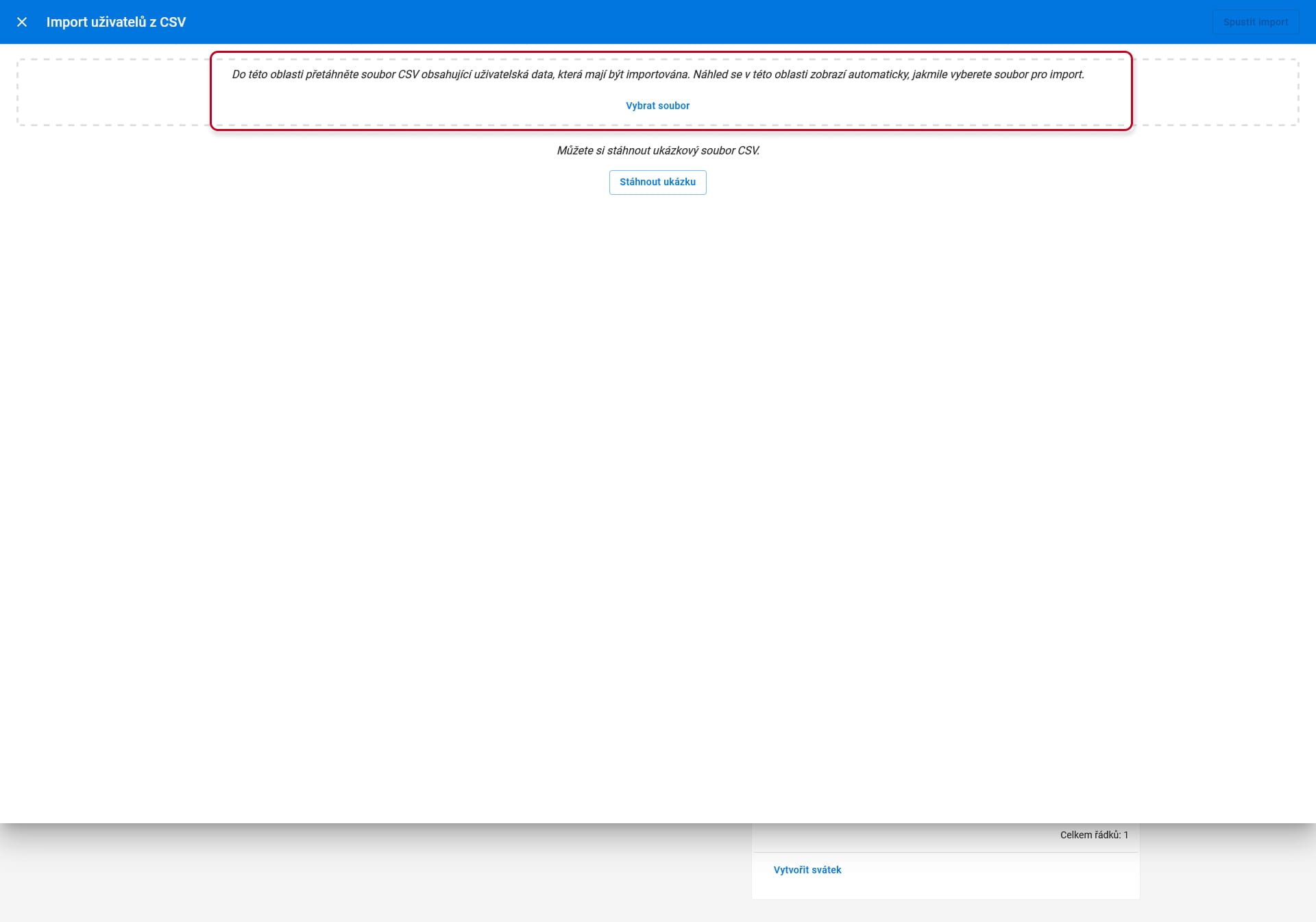 2N Access Commander - Společnost - Import uživatelů z CSV - Výběr souboru CSV