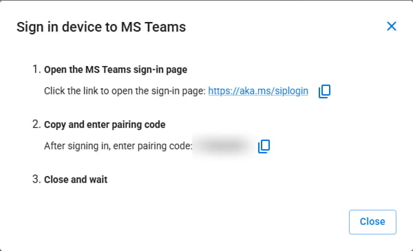 MS Teams Pairing