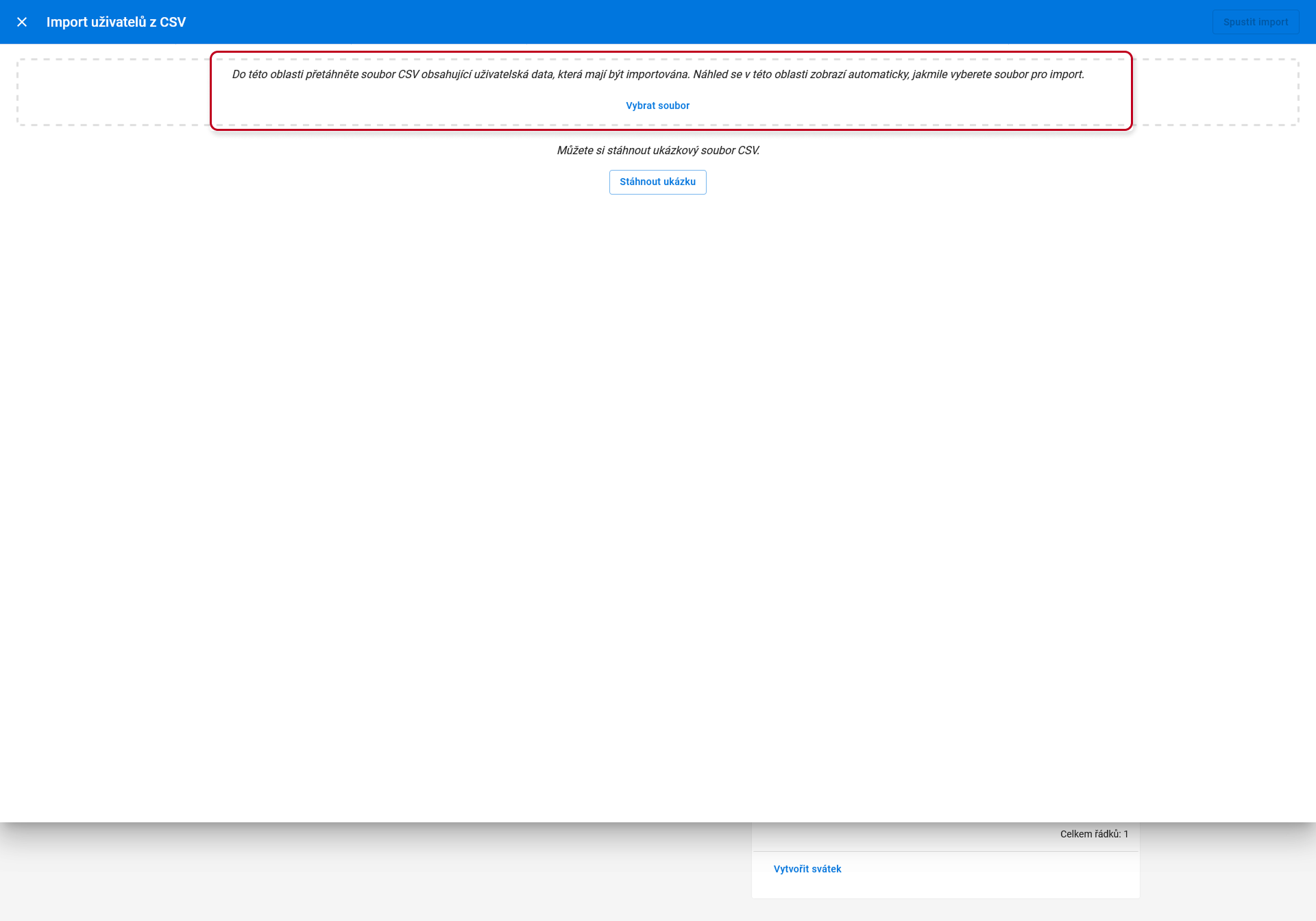 2N Access Commander - Společnost - Import uživatelů z CSV - Výběr souboru CSV