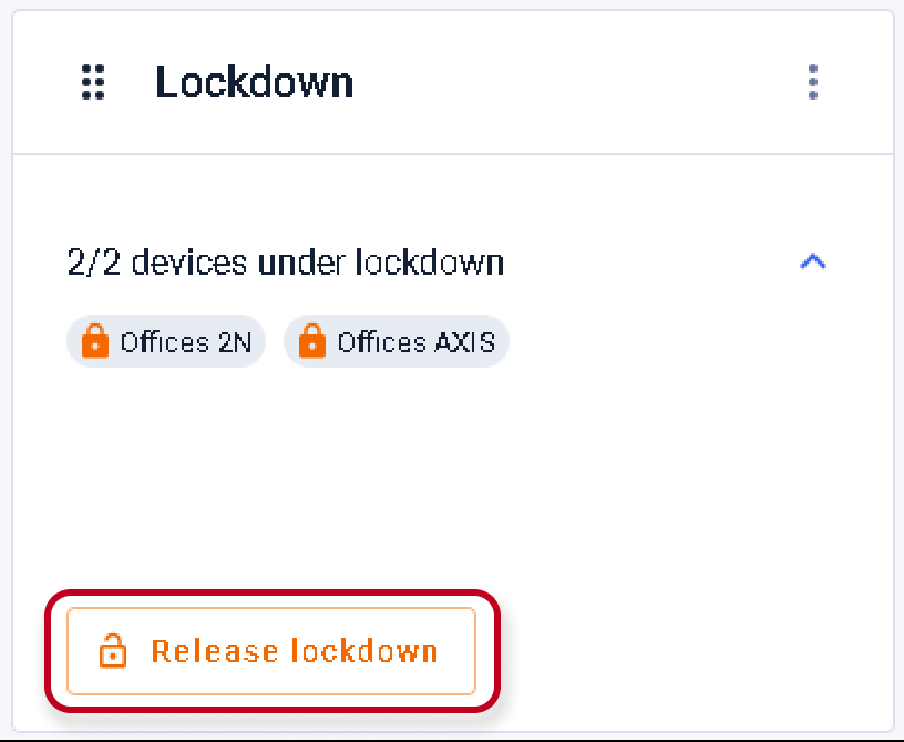 Image showing lockdown release feature using widget on Dashboard.