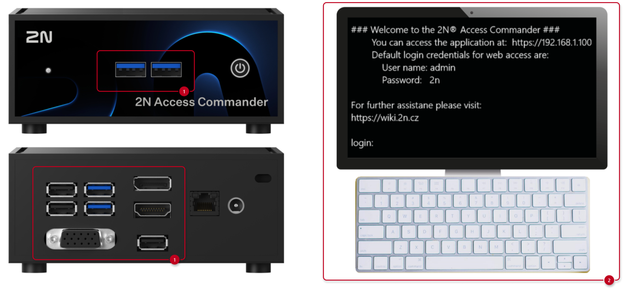 2N Access Commander Box 2.0 - display and keyboard