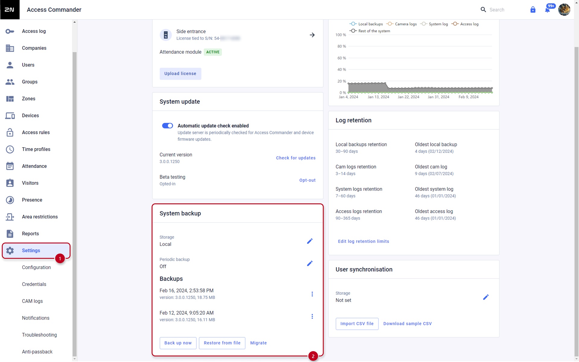 Access Commander Local System Backup