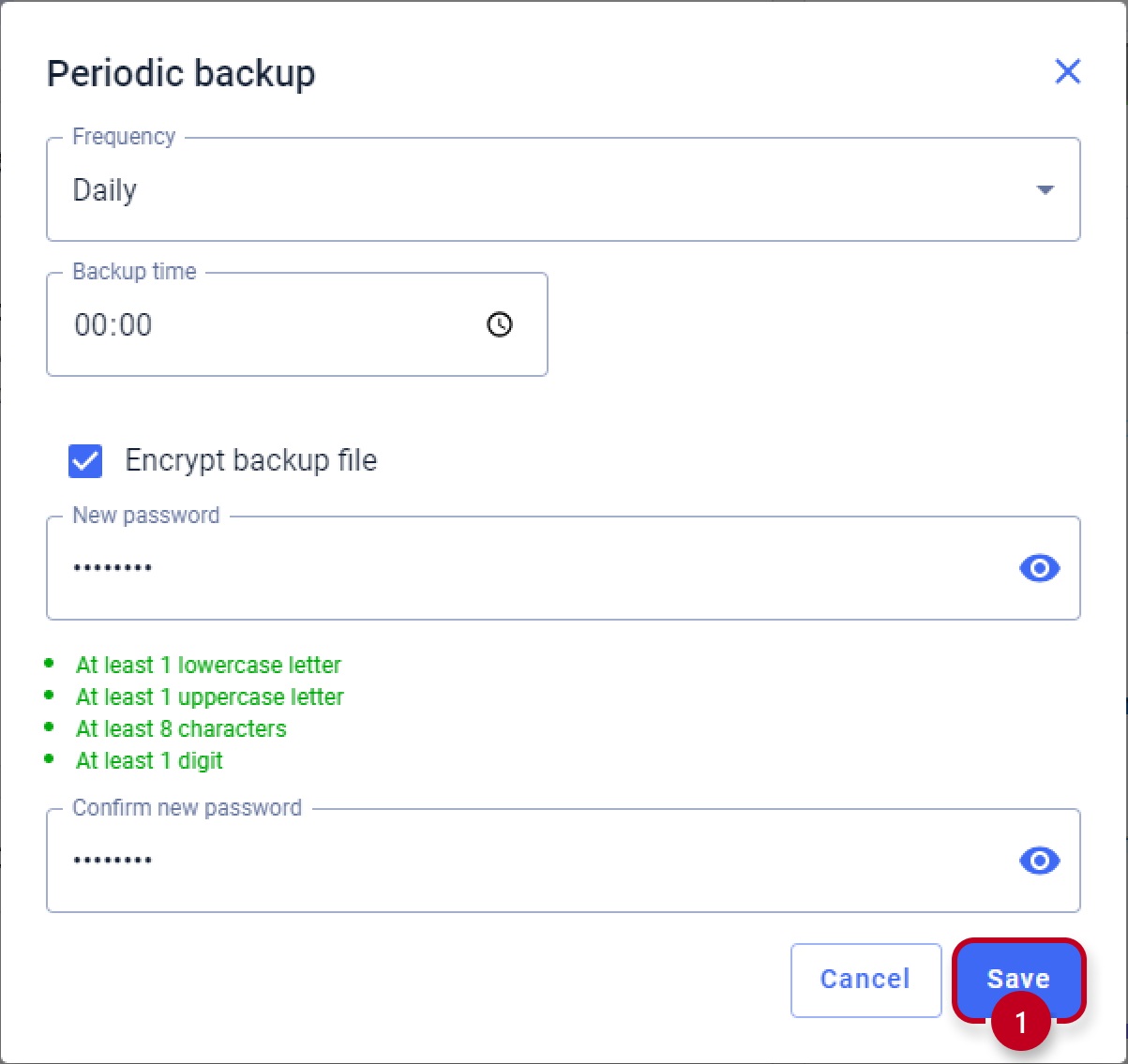 Access Commander Periodic Backup Frequency