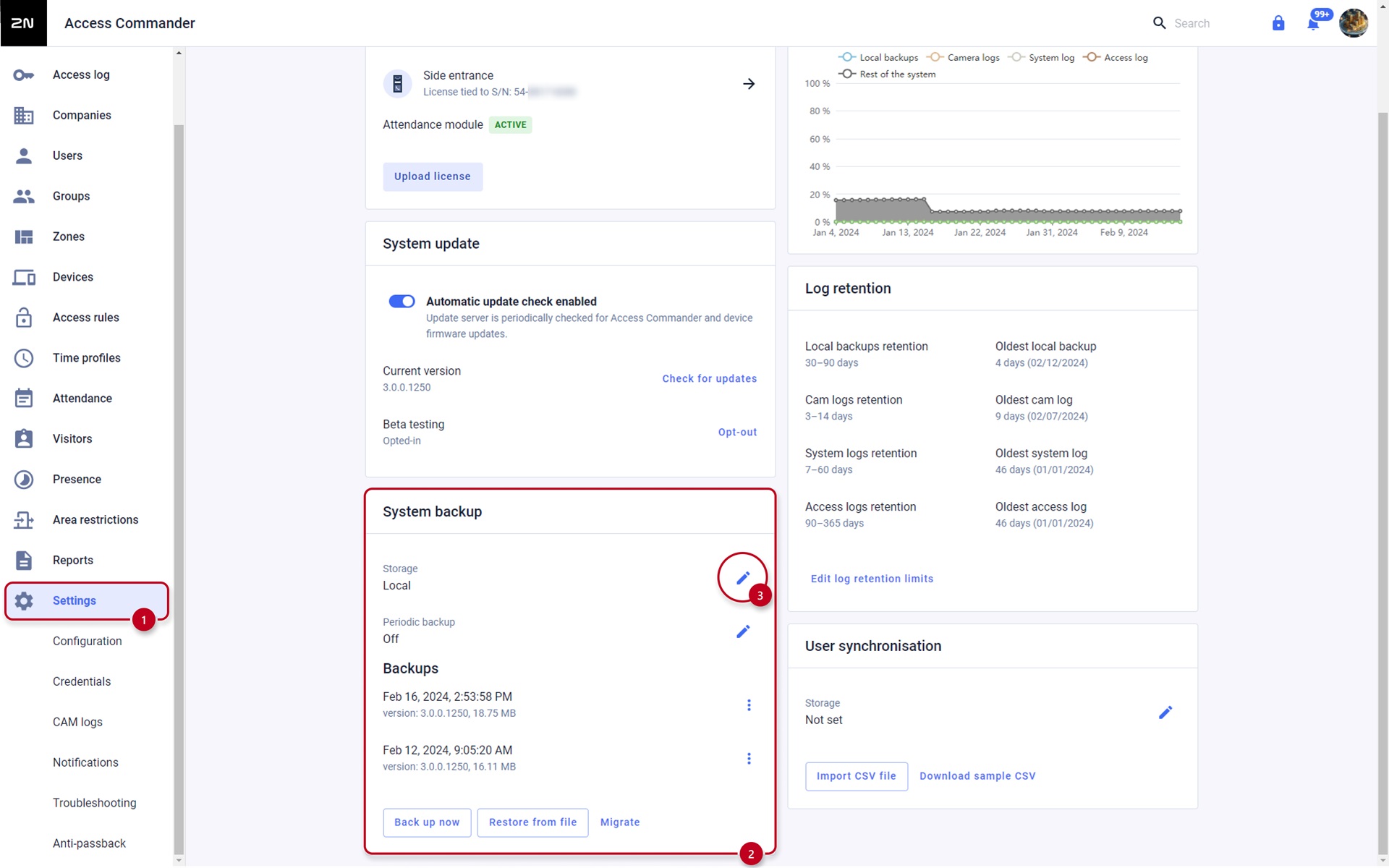Access Commander System Backup