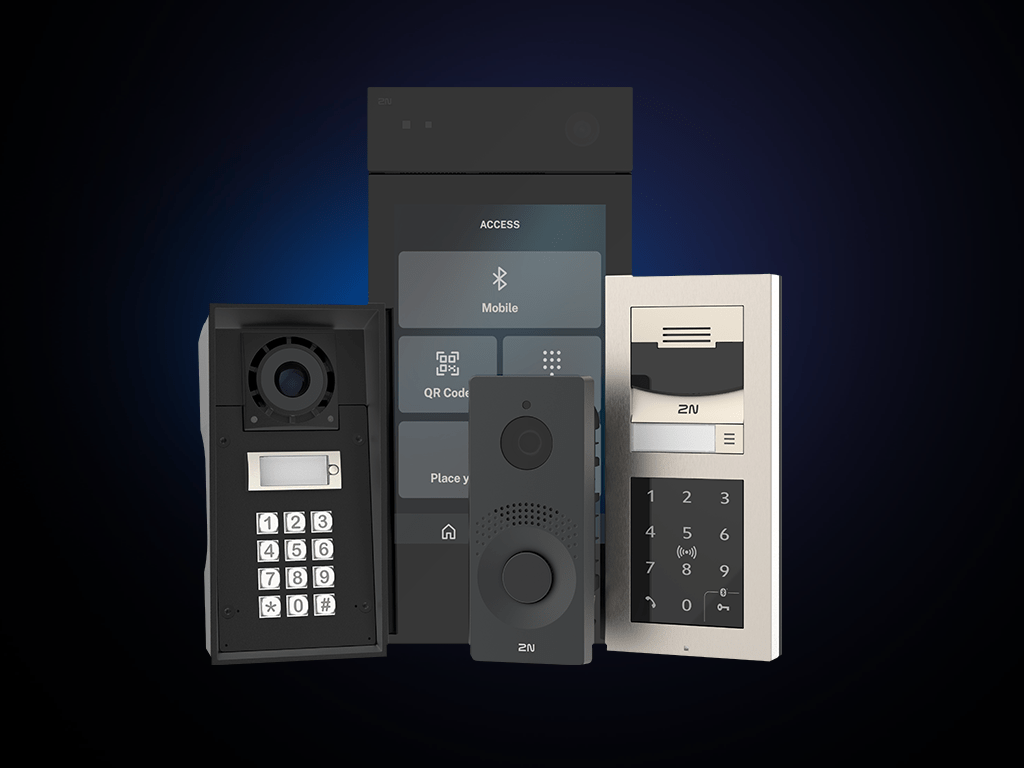 Modern IP intercom systems featuring video communication, smartphone access, QR code credentials, and PIN entry