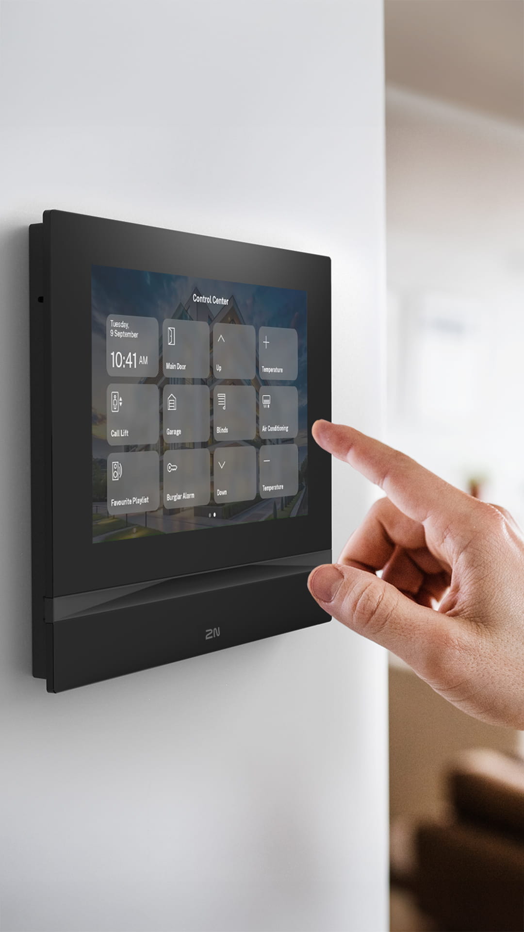 Slimme home-functies bedienen op een 2N binnen touchscreenpaneel (Control Center-interface)